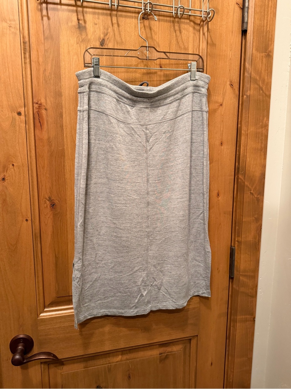 Athleta Light Gray Midi Drawstring Knit Skirt - Picture 2 of 3